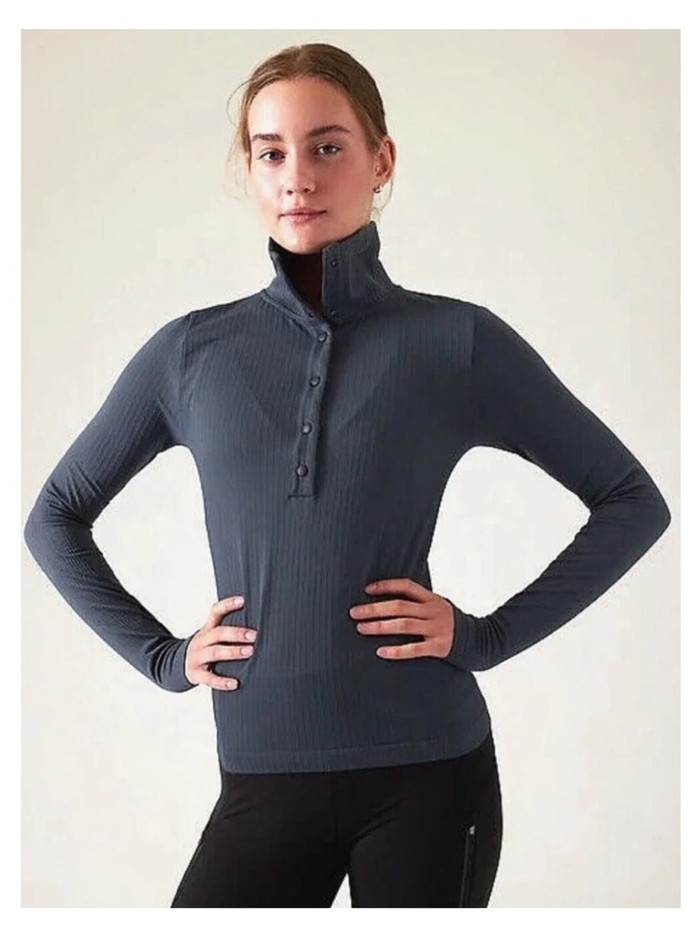 Athleta Flurry Seamless Henley | Slate Blue, M